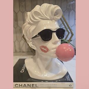 NEW 12” Retro Bubblegum Bust Sculpture – Pop Art Vanity Décor Statement Piece
